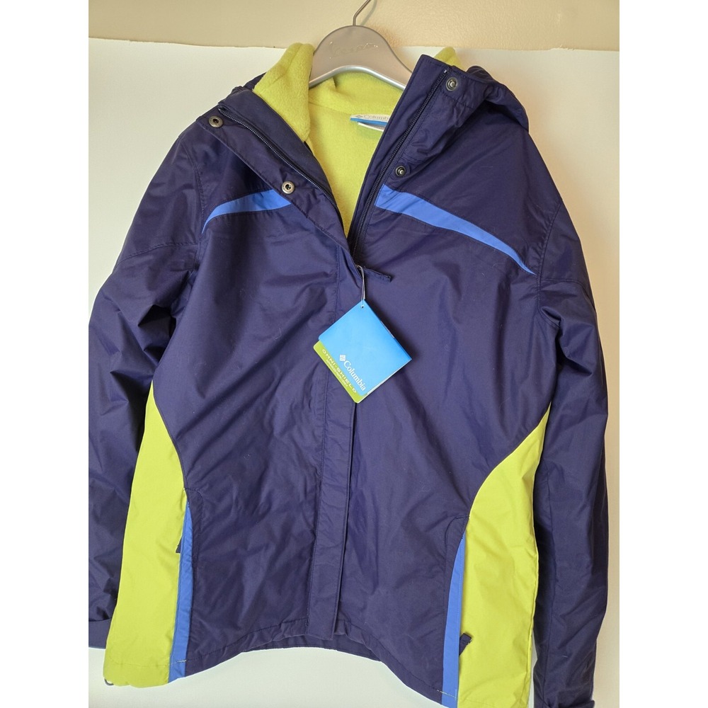 Nwt Columbia Hooded Womens Jacket Coat Interchange Omni Fleece Lg Waterproof Blu